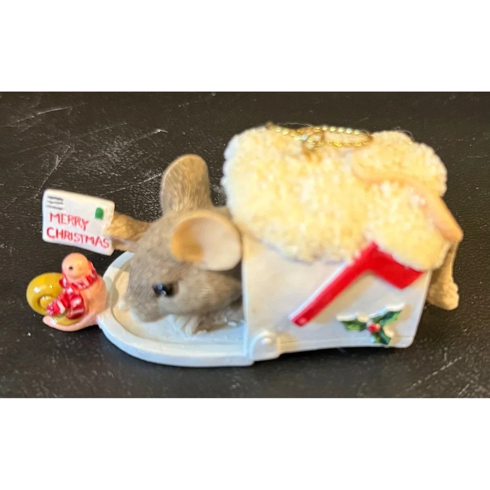Charming Tails Fitz Floyd Special Delivery Christmas Ornament Mouse in Mailbox‎